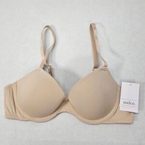 Auden 34A Lightly Lined Comfort Wire T-Shirt Bra Beige‎ Smooth Everyday New !!